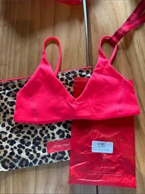 Left On Friday Neon Red V-Neck Bikini Bralette